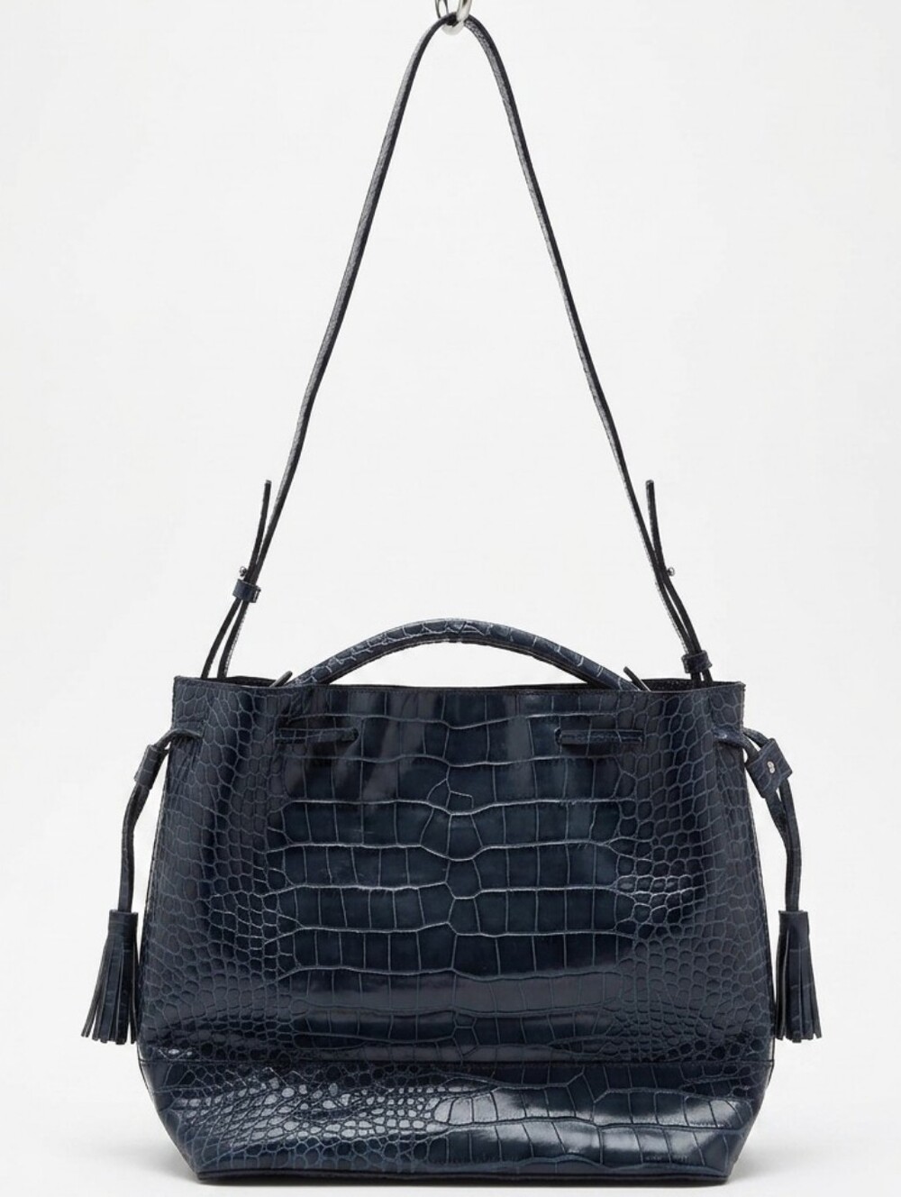 NWT Zara Women's Croc-Embossed Leather Shoulder Bag